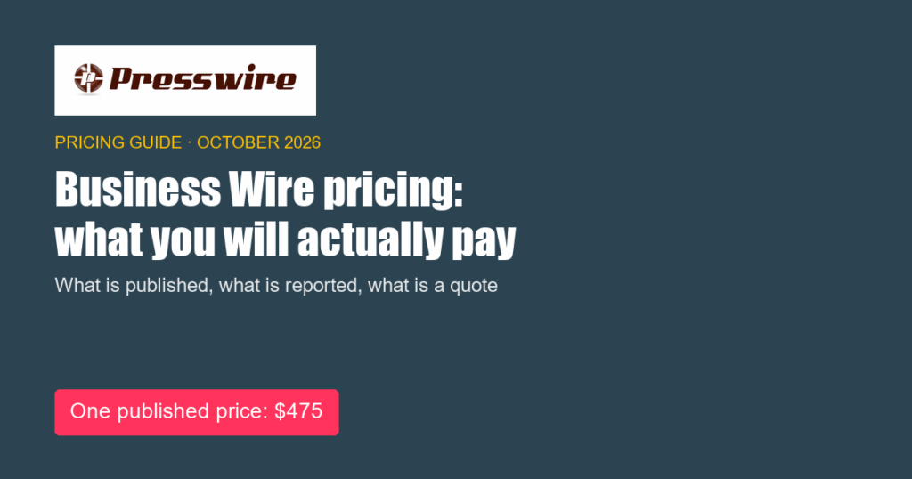 Business Wire pricing: what you will actually pay. Presswire pricing guide, October 2026