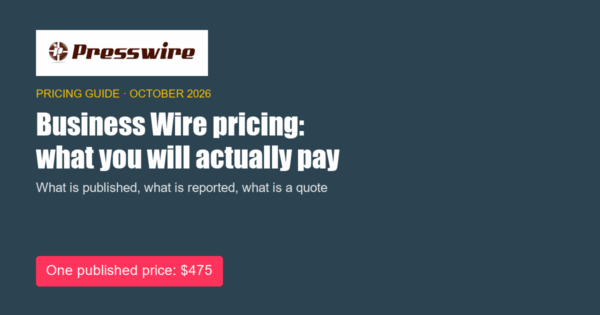 Business Wire pricing: what you will actually pay. Presswire pricing guide, October 2026