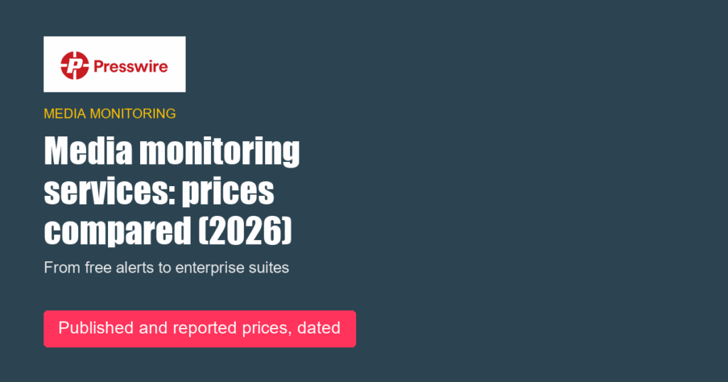 Media monitoring services: prices compared (2026). Presswire guide.